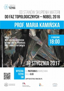 Prof. Maria Kamińska - "Od stanów skupienia materii do faz topologicznych - Nobel 2016"
