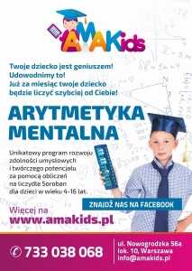 ZAJĘCIA Z ARYTMETYKI MENTALNEJ dla dzieci - NOWOŚĆ na rynku polskim!