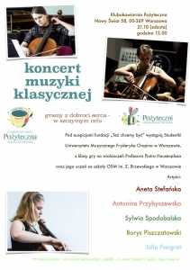 Koncert muzyki klasycznej - wiolonczelistki - studentki UMFC w Warszawie dla Fundacji "Też chcemy być"