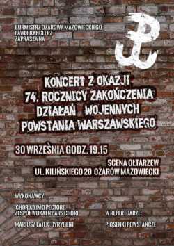 SCENA OŁTARZEW: Koncert z okazji 74 rocznicy zakończenia działań wojennych Powstania Warszawskiego