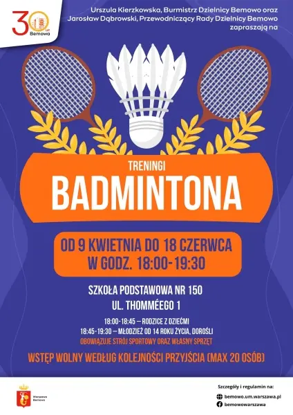 Treningi badmintona dla mieszkańców Bemowa