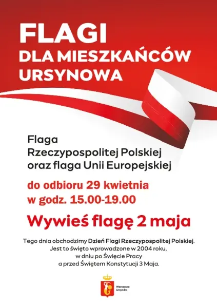 Biało-czerwone flagi dla mieszkańców Ursynowa